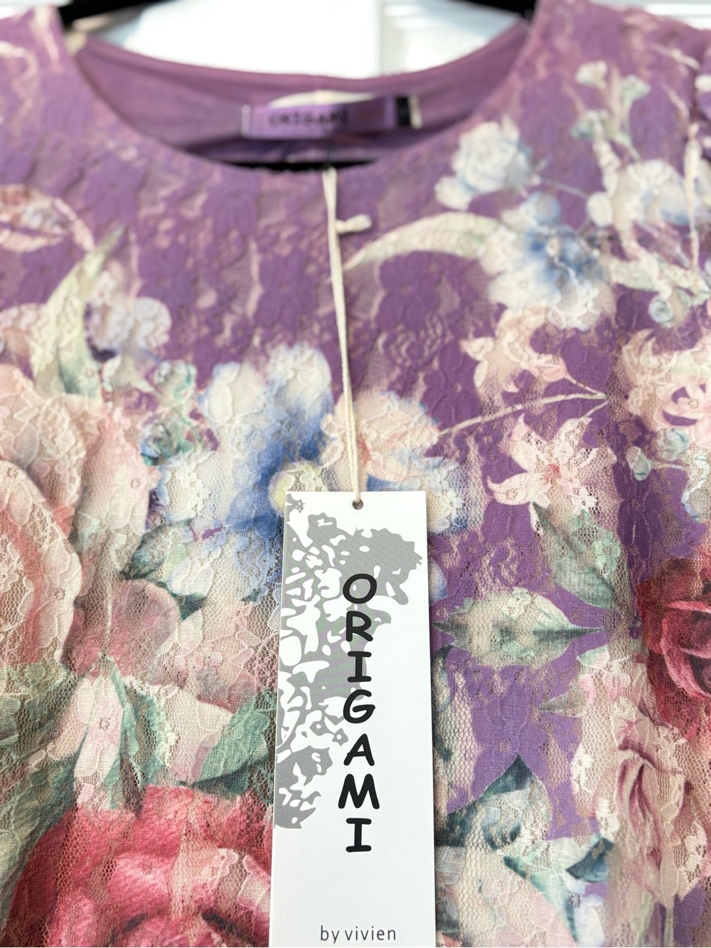 NWT! Origami Romantic Floral Knit Lace Hi-Low Tunic, SMALL - Picture 8 of 11